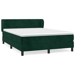 vidaXL Cama box spring con colch&oacute;n terciopelo verde oscuro 140x200 cm
