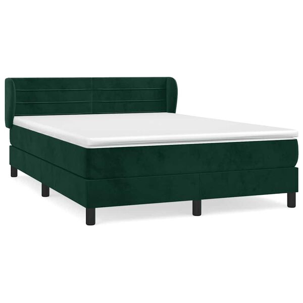 vidaXL Cama box spring con colch&oacute;n terciopelo verde oscuro 140x200 cm