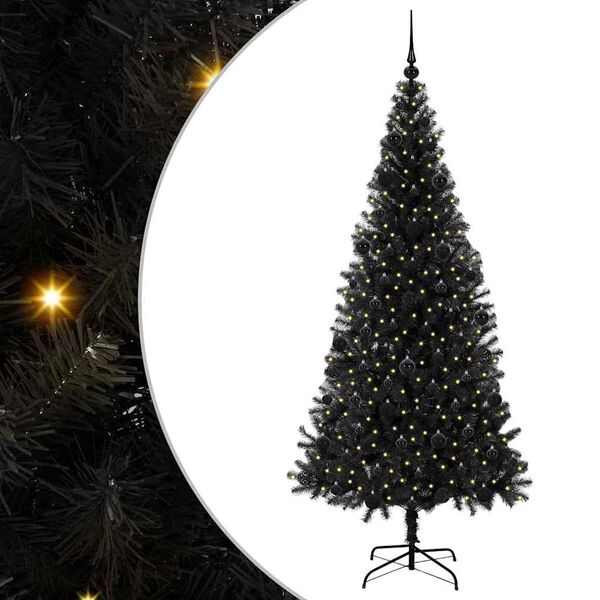 vidaXL &Aacute;rbol de Navidad con 300 LED con soporte Negro 210 cm PVC