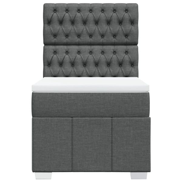 vidaXL Cama box spring con colch&oacute;n tela gris oscuro 100x200 cm