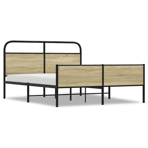vidaXL Estructura de cama sin colch&oacute;n metal roble Sonoma 160x200 cm