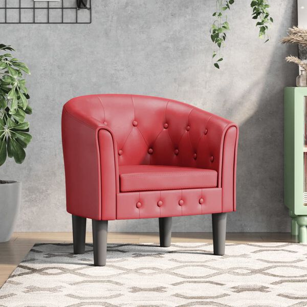 vidaXL Sill&oacute;n cuero sint&eacute;tico rojo tinto