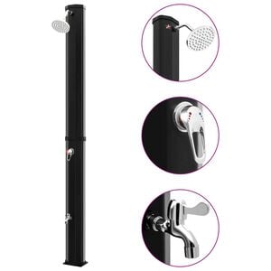 vidaXL Ducha solar exterior con rociador y grifo negro 35 L