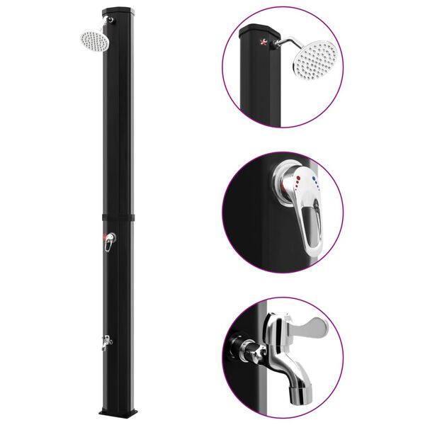 vidaXL Ducha solar exterior con rociador y grifo negro 35 L