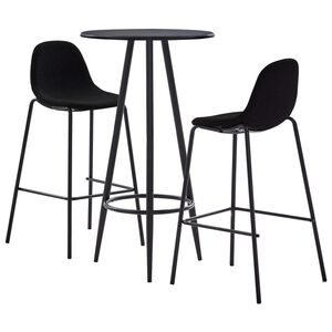 vidaXL Juego de mesa alta y taburetes 3 piezas tela negro