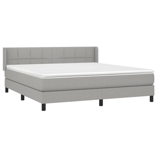 vidaXL Cama box spring con colch&oacute;n tela gris claro 160x200 cm