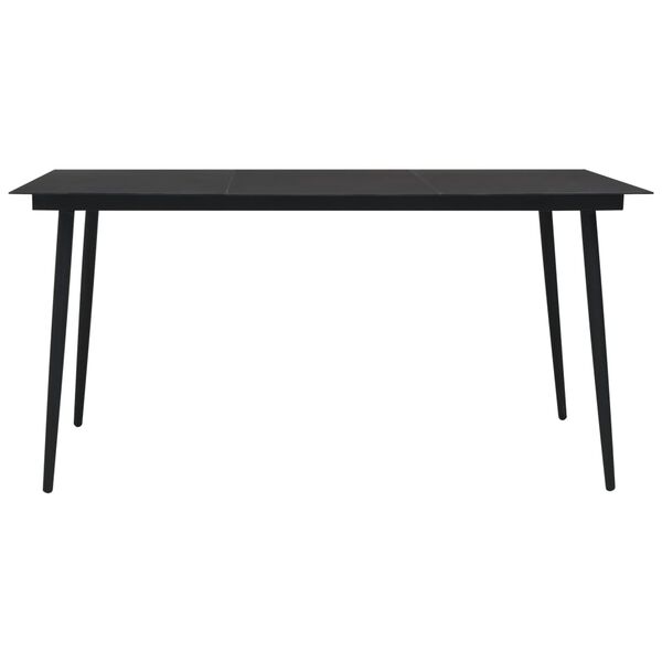vidaXL Set de comedor de jardín 7 pzas cuerda de algodón y acero negro
