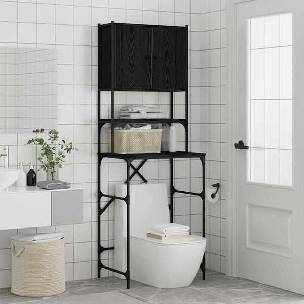 vidaXL Armario para lavadora Roble Negro 68 x 48,5 x 194 cm