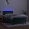 vidaXL Cama box spring colch&oacute;n y LED terciopelo verde oscuro 90x190 cm