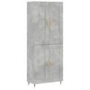 vidaXL Aparador alto madera contrachapada gris hormig&oacute;n 69,5x34x180 cm