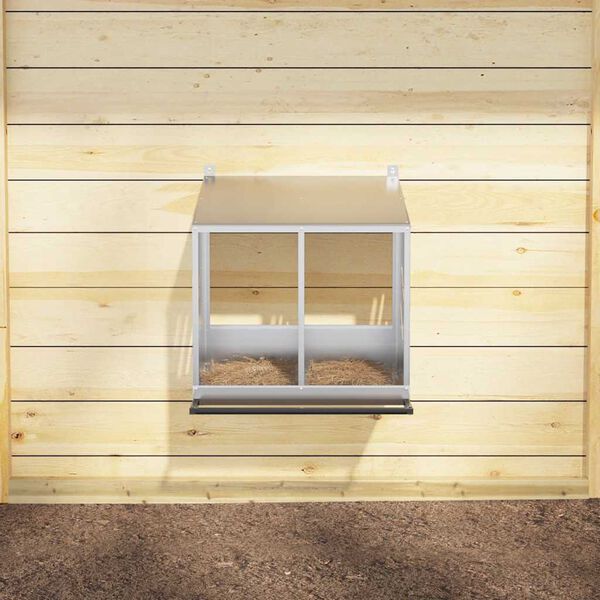 vidaXL Nido para gallinas con 2 compartimentos plateado galvanizado