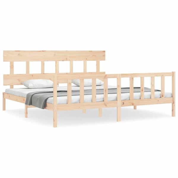 vidaXL Estructura de cama de matrimonio con cabecero madera maciza