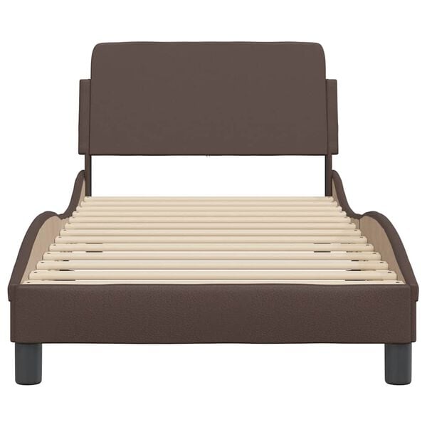 vidaXL Estructura de cama Dover cuero sint&eacute;tico marr&oacute;n 90x200 cm
