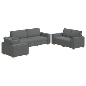 vidaXL Sof&aacute; 3 pcs Gris oscuro 220 x 80 x 84 cm Tejido mezcla de lino