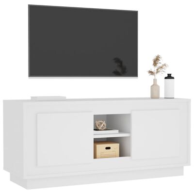 Mueble TV con puertas madera contrachapada negro 102x35x45 cm
