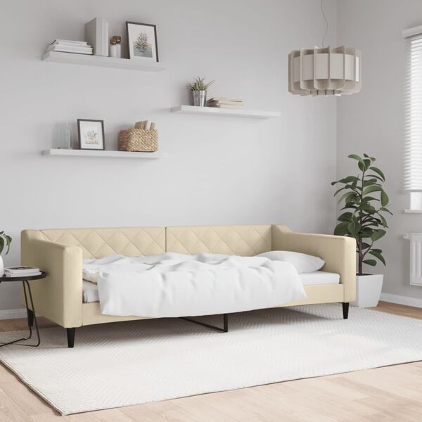 vidaXL Sof&aacute; cama sin colch&oacute;n tela crema 90x200 cm