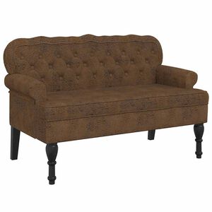 vidaXL Banco con respaldo ante sint&eacute;tico marr&oacute;n 119,5x64,5x75 cm