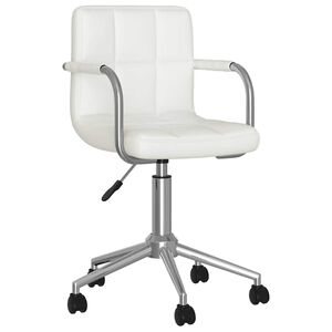 vidaXL Silla de comedor giratoria cuero sint&eacute;tico blanco