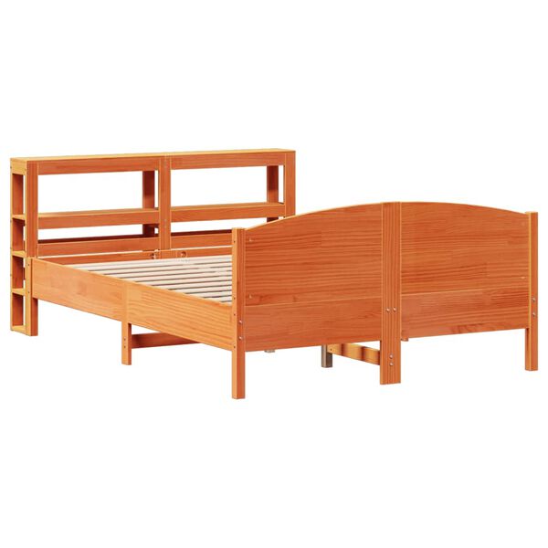 vidaXL Cama sin colch&oacute;n madera maciza de pino marr&oacute;n cera 140x200 cm