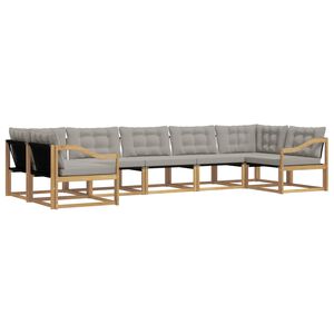 vidaXL Conjunto de sof&aacute;s de exterior 7 pcs Blanco y Gris Claro
