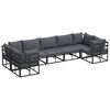 vidaXL Conjunto de sof&aacute;s de jard&iacute;n 7 uds. Negro Aluminio