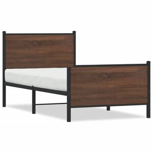 vidaXL Estructura de cama sin colch&oacute;n metal marr&oacute;n roble 90x190 cm
