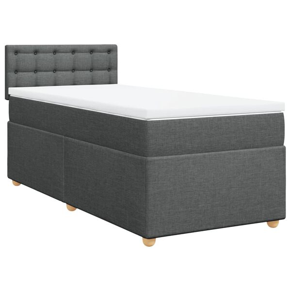 vidaXL Cama box spring con colch&oacute;n tela gris oscuro 80x200 cm