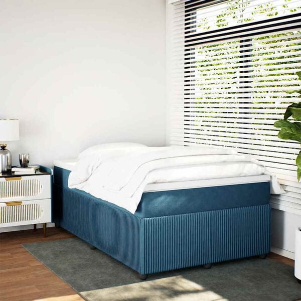 vidaXL Cama box spring con colch&oacute;n terciopelo azul oscuro 120x200 cm