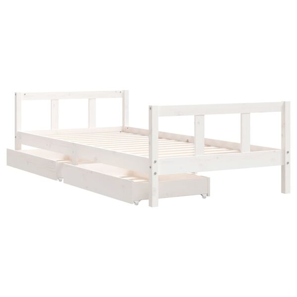vidaXL Estructura cama ni&ntilde;os con cajones madera pino blanco 90x200 cm