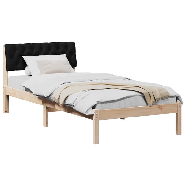vidaXL Estructura de cama con cabecera Marr&oacute;n y negro 90 x 200 cm