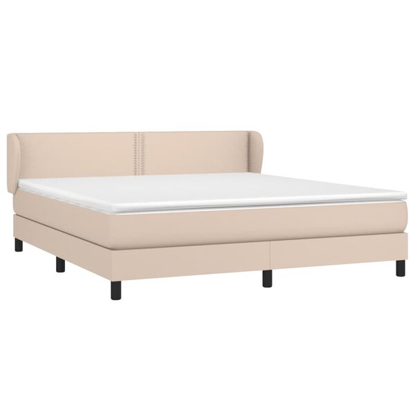 vidaXL Cama box spring con colch&oacute;n cuero sint&eacute;tico capuchino 160x200cm
