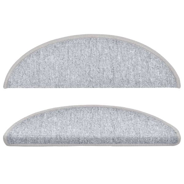 vidaXL Felpudos para escaleras (10 unidades, 56 x 17 x 3 cm, gris claro, semicirculares)