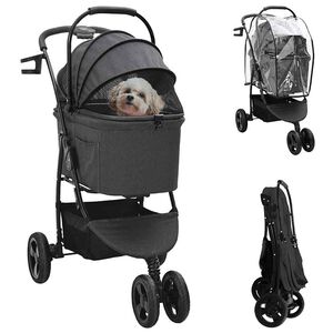 vidaXL Carrito Plegable para Mascotas Negro 78 x 54 x 101 cm Poli&eacute;ster
