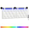 vidaXL Cabecero colgante Con luz LED Blanco Tela