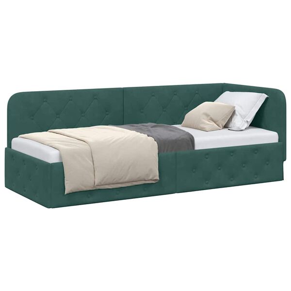 vidaXL Estructura de cama en esquina Verde oscuro 80 x 200 cm