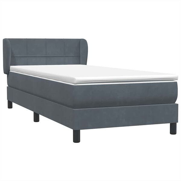 vidaXL Cama box spring con colch&oacute;n terciopelo gris oscuro 100x210 cm