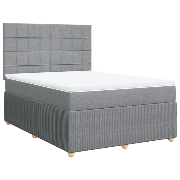 vidaXL Cama box spring con colch&oacute;n tela gris claro 160x200 cm