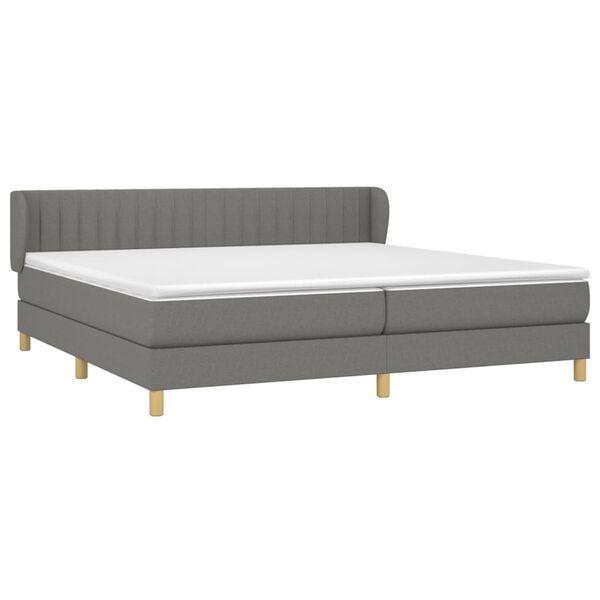 vidaXL Cama box spring con colch&oacute;n tela gris oscuro 200x200 cm