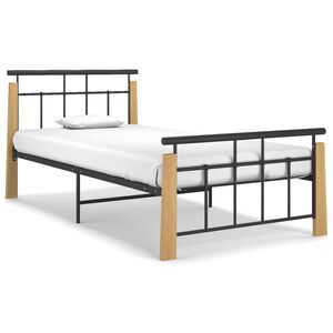 vidaXL Estructura de cama sin colchón metal madera de roble 90x200 cm