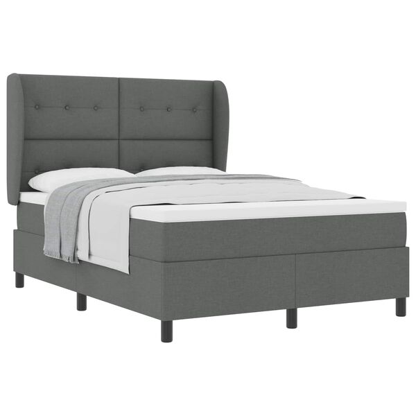 vidaXL Cama tipo Box Spring con colch&oacute;n Gris oscuro 140 x 200 cm tela