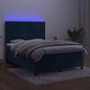 vidaXL Cama box spring colch&oacute;n y LED terciopelo azul oscuro 140x200 cm