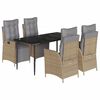 vidaXL Set comedor de jard&iacute;n 5 pzas con cojines rat&aacute;n sint&eacute;tico beige