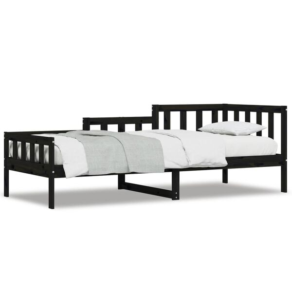 vidaXL Sof&aacute; cama sin colch&oacute;n madera maciza de pino negro 90x190 cm