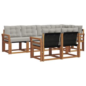 vidaXL Conjunto de sof&aacute;s de exterior 7 pcs Gris Natural y Claro