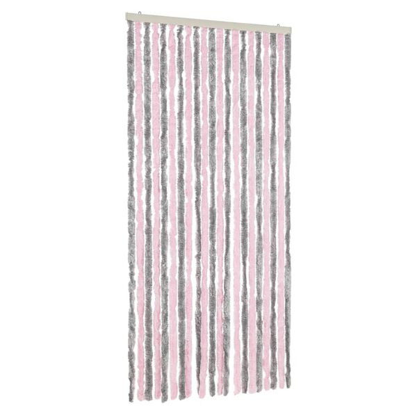 vidaXL Cortina antimoscas chenilla gris plateado y rosa 90x200 cm