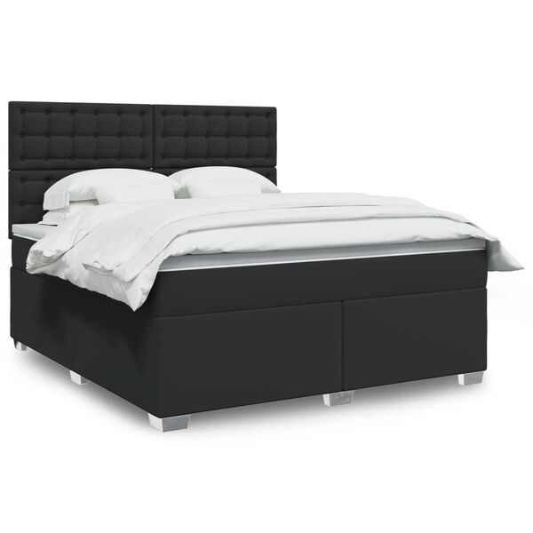 vidaXL Cama box spring con colch&oacute;n cuero sint&eacute;tico negro 180x200 cm