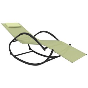 vidaXL Tumbona mecedora de acero y textileno crema