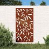 vidaXL Adorno de pared jard&iacute;n acero corten dise&ntilde;o hoja bamb&uacute; 105x55 cm