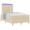 vidaXL Cama Box Spring LED con colch&oacute;n Crema 120 x 200 cm tela
