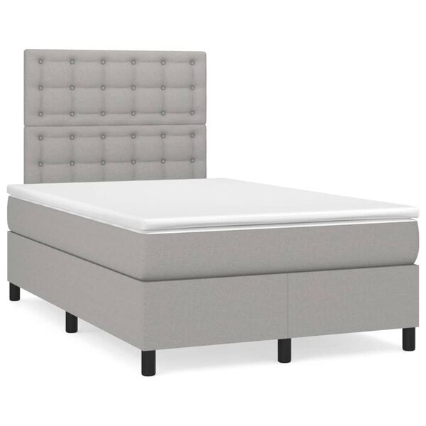 vidaXL Cama box spring con colch&oacute;n tela gris claro 120x190 cm